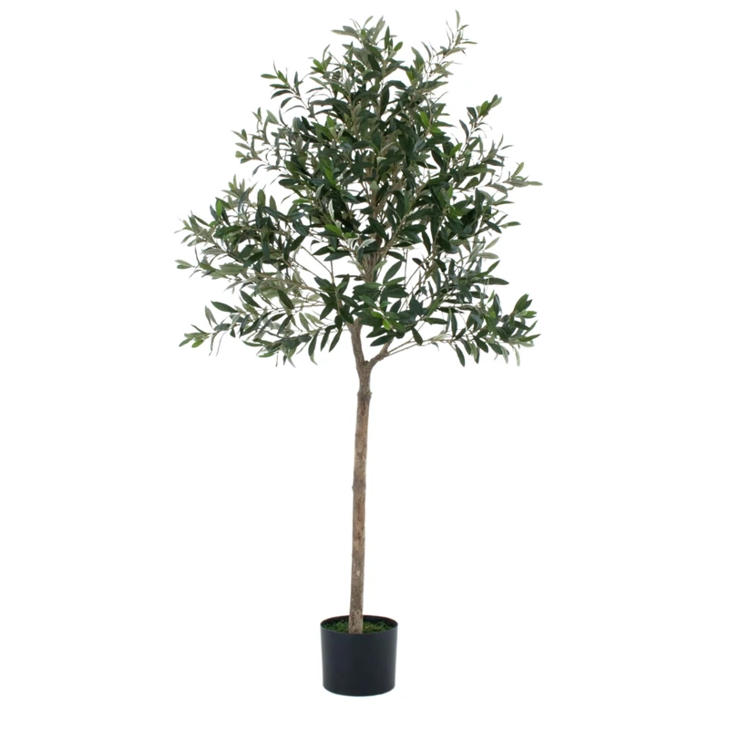 Artificial Olive Tree, Topiary Faux Tree - Premium Quality Real Wood Trunk and Natural Appearance Leaves, UV Protected, Indoor and Outdoor Use