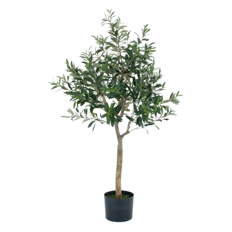 Greenbrokers Artificial Olive, Topiary Faux Tree-Premium Quality Real Wood Trunk and Natural Appearance Leaves, UV Protected, Indoor and Outdoor Use, Green, 4ft (120cm)