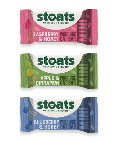 Stoats Mini Oat Bars Variety Pack – Assorted Flavours, Source of Fibre, Individually Wrapped, Great for Breakfast or a Quick Snack – Pack of 75 x 25g