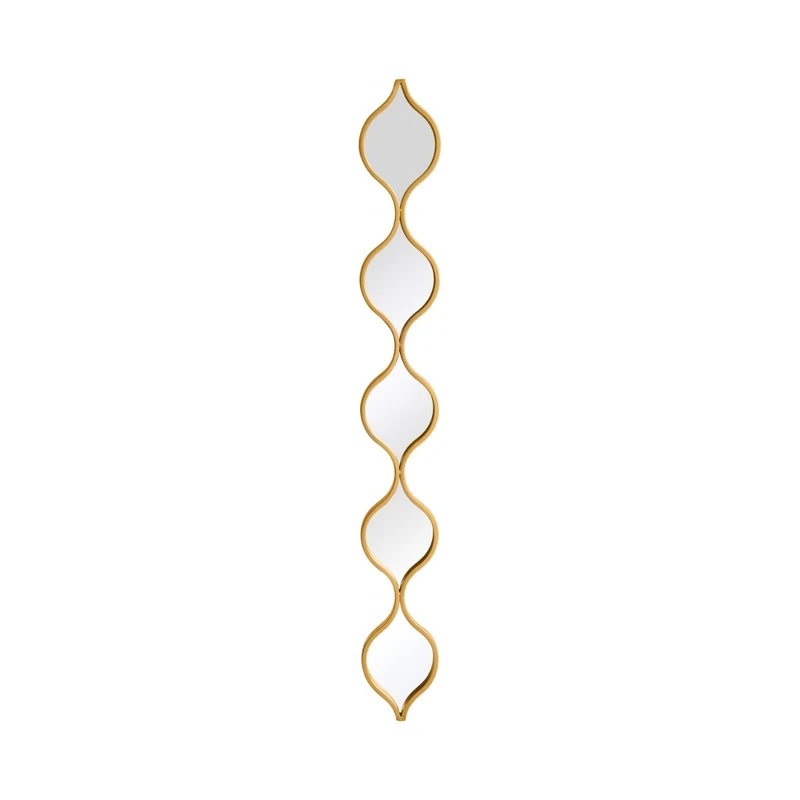 MirrorOutlet The Quinque - Gold Metal Framed Tear Drop Wall Mirror 49" X 6" (124CM X 15CM) Silver Mirror Glass with Black all weather Backing.