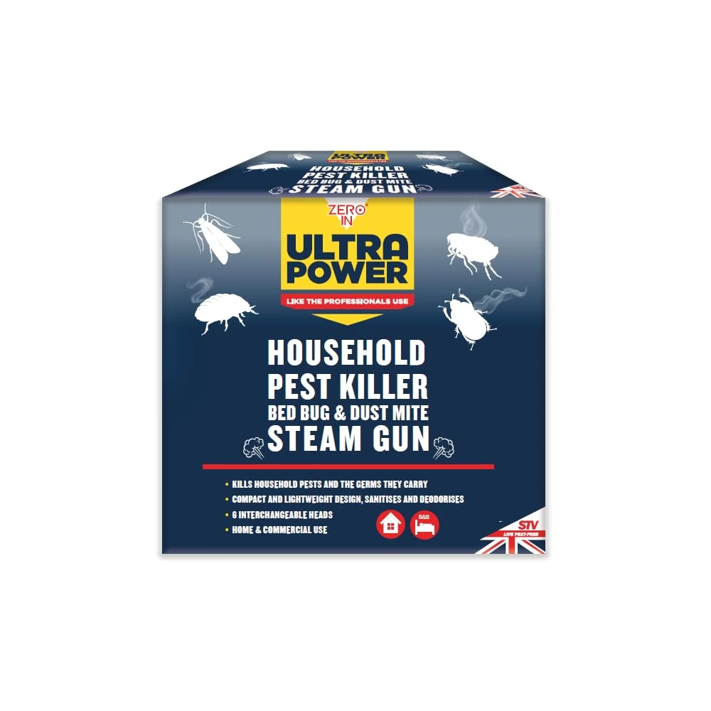 Zero In Household Pest Killer - Bed Bug & Dust Mite Steam Killer | Chemical-Free Pest Control | Kills Bed Bugs, Dust Mites & Eggs Instantly, High-Pressure Steam Treatment for Mattresses, Furniture