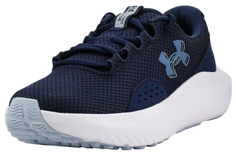 Under Armour Women's Charged Surge 4, Comfortable Women's Runners with Breathable Mesh Upper Design, Durable and Responsive Ladies' Trainers,Washed Navy / Blue Calm / Metallic Blue Calm,3