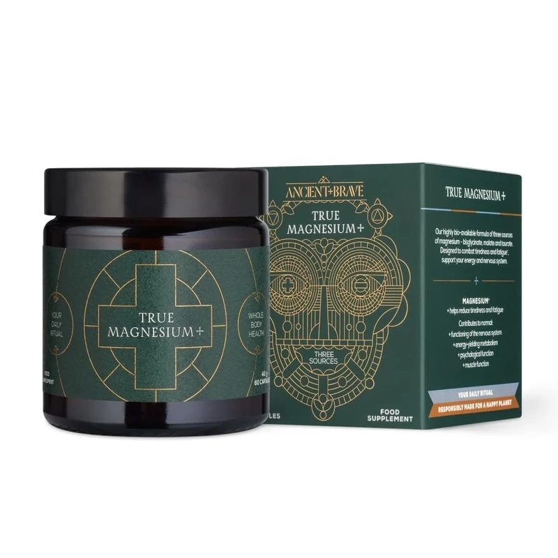 Ancient + Brave | 3-in-1 Magnesium Complex: Glycinate, Malate & Taurate | 60 Vegan Capsules | High Strength Magnesium Supplement Made in UK