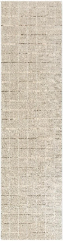 Livabliss x Our PNW Home Cascade Minimalist Grid Area Rug, 2'7" x 7'3", Light Beige