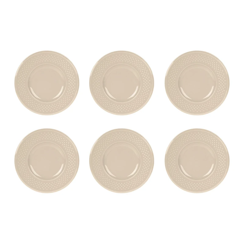 GENEVIEVE LETHU 545269 Set of 6 Dessert Plates with Grain de Rice, Earthenware, Taupe Diameter 21 cm - Image 1