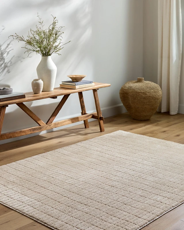 Livabliss x Our PNW Home Cascade Minimalist Striped Area Rug, 6'7" x 9', Light Brown