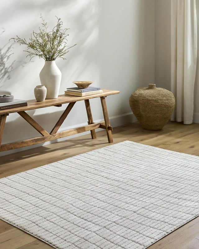 Livabliss x Our PNW Home Cascade Minimalist Striped Area Rug, 6'7" x 9', Ivory/Light Brown