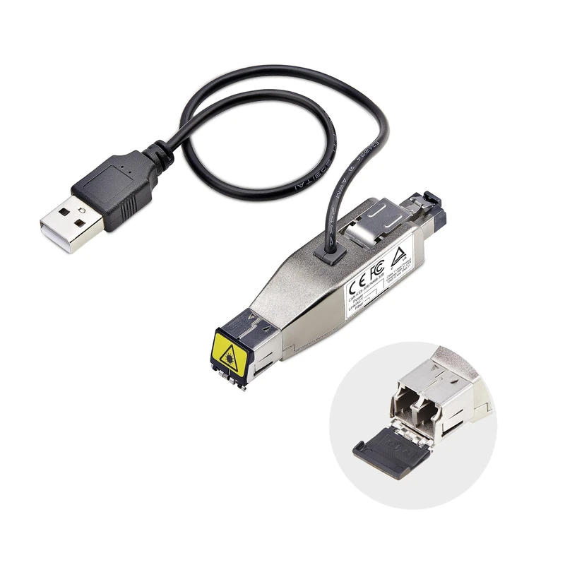 StarTech.com Gigabit Fiber to RJ45 Ethernet Media Converter Dongle, Optical Singlemode 10km/Multimode 800m, TAA, USB Powered