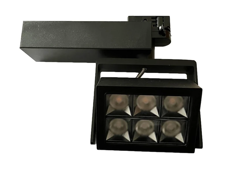 30W 3000K Black 4-Way LED Spotlight Perfect for Lighting up Shops and Homes, Creating Warm and Elegant atmospheres That Enhance The Details of Any Space.