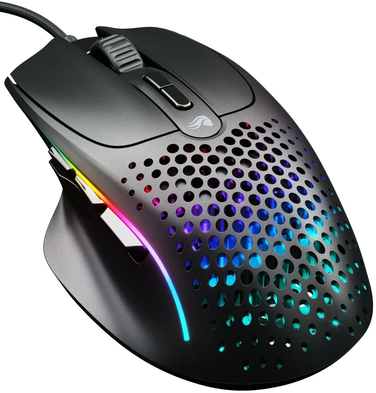 Glorious Model I 2 Wired Gaming Mouse - 9 Programmable Buttons (2 Swappable), 66g Superlight, 26k Optical Sensor, 80M Click Rated Switches, MMO/MOBA/FPS, Side Thumb Rest - Black