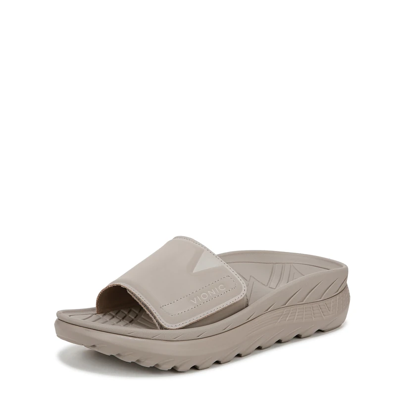 Vionic Unisex Rejuvenate Flat Slide Sandals, Cobblestone Grey, Medium Fit, UK 12