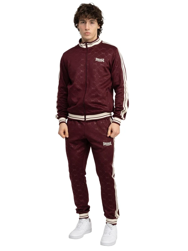 Lonsdale Men's Slim Fit Tracksuit ASHWELL Oxblood/Ecru 3XL, Oxblood/Ecru, 3XL