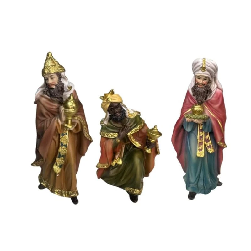 DRW Set of 3 Wise Men of Resin Hand Painted 30 cm