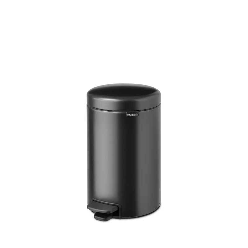 Brabantia NewIcon Pedal Bin 12 L | Soft Close Waste Bin with Odour-Proof Lid and Plastic Inner Bucket | Compact, Non-Slip Trash Can for Kitchen, Office, Bathroom, or Bedroom |Confident Grey