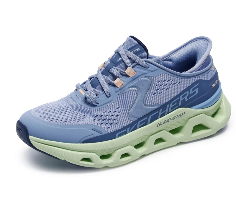Skechers Women's Glide-Step Atlus Hands Free Slip-ins Sneaker, Blmt=Blue/Multi, 8 UK Wide