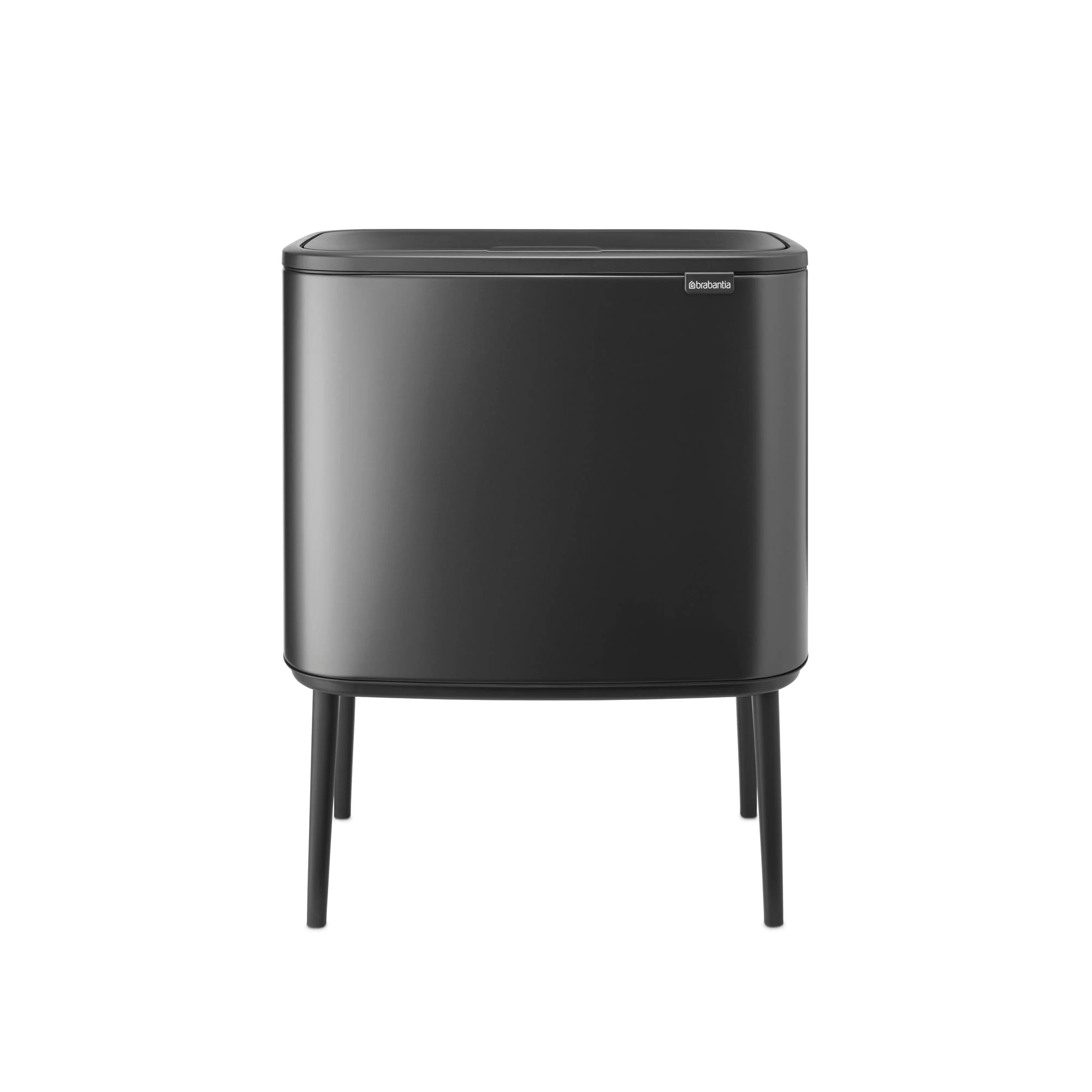 Brabantia Bo Touch Bin 3x11L – Triple Compartment for Recycling | Soft Touch Kitchen Bin with Inner Buckets | Freestanding Waste Sorting Solution with Non-Slip Legs | Confident Grey