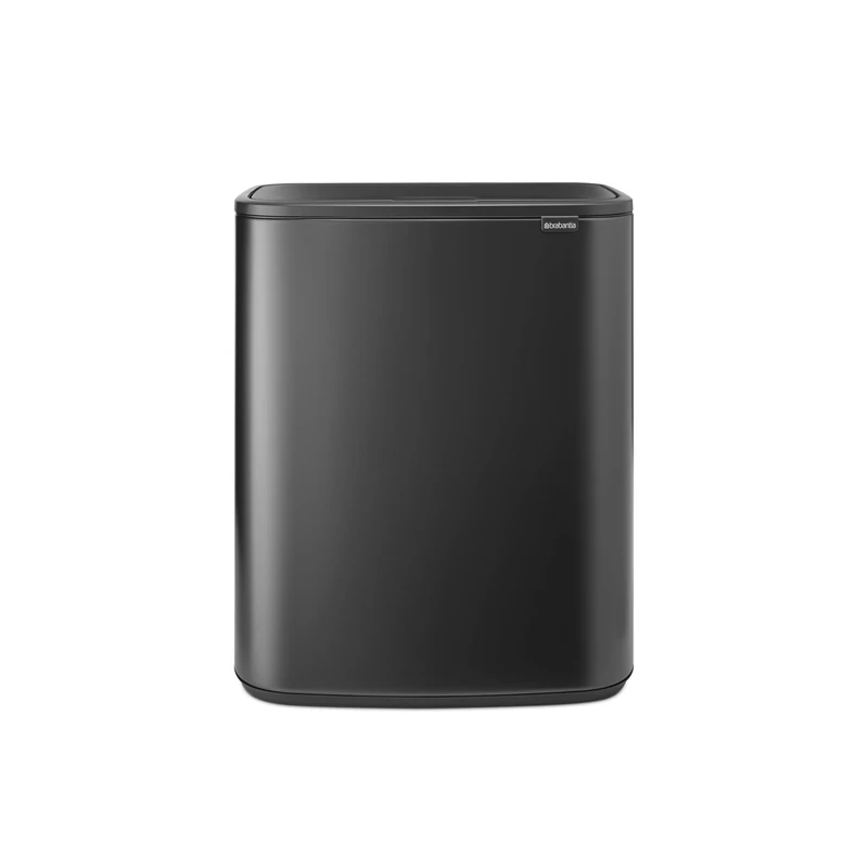 Brabantia Bo Touch Bin 2x30L – Extra Large Dual Compartment | Soft Touch Waste Separation with Inner Buckets | Space-Saving Rubbish Bin for Kitchen or Utility | Confident Grey