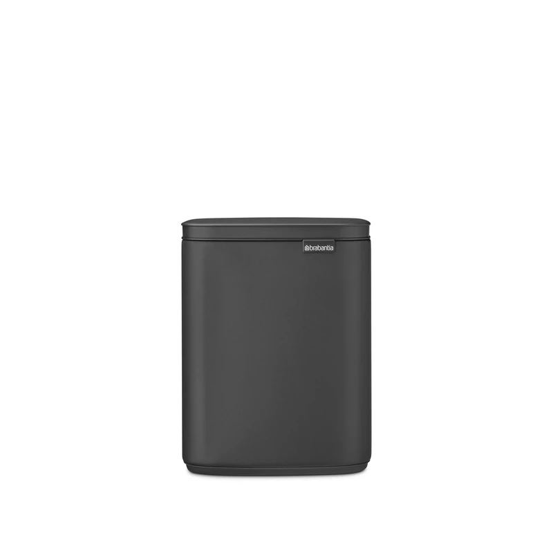 Brabantia Bo Waste Bin 7L | Compact Rectangular Rubbish Bin with Soft-Close Lid, Removable Inner Bucket | Wall-Mountable or Freestanding Design for Bathroom, Kitchen, or Office | Mineral Infinite Grey