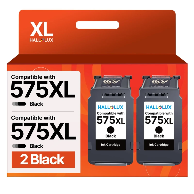 HALLOLUX PG-575XL CL-576XL Black 2-Pack Remanufactured Ink Cartridges Replacement for Canon 575 XL 576 XL for Canon PIXMA TS3550i TS3551i TR4750i TR4751i Printer