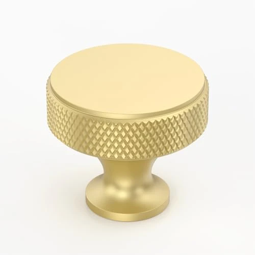 Amerdeco 30 Pack Brushed Gold Knurled Cabinet Knobs Kitchen Cabinet Handles for Drawer, Cupboard and Wardrobe ZH0036