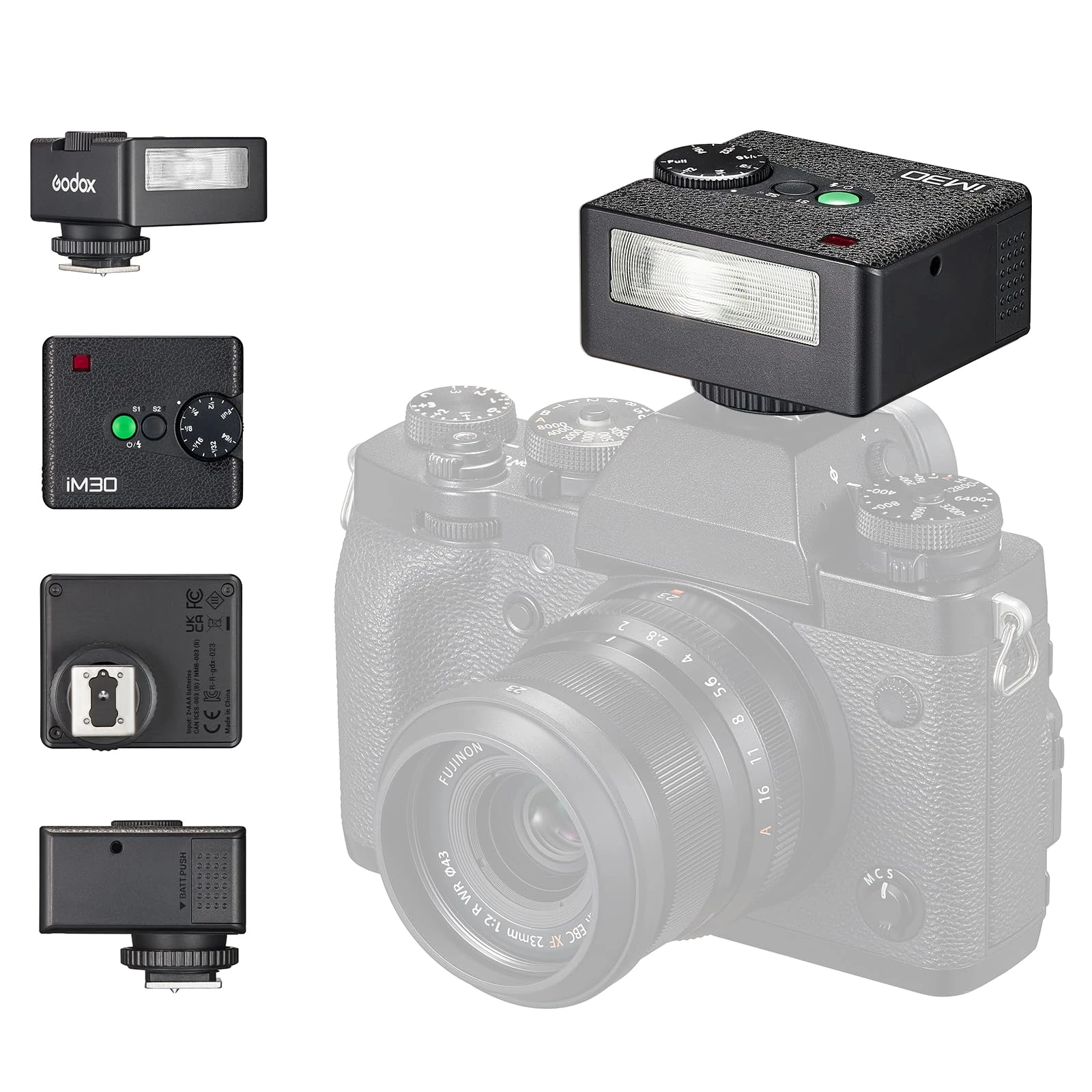 Godox iM30 Flash Godox Camera Flash, 7 power levels Mini Flash Speedlite 6500K±200K Camera Flash for Canon Sony Nikon Fuji Olympus