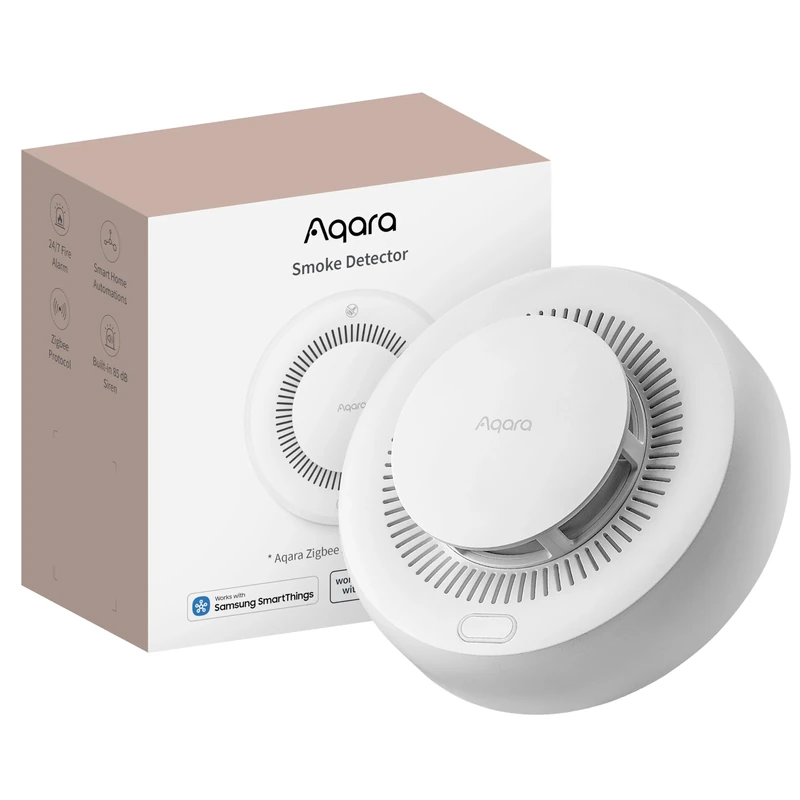 Aqara Smoke Detector, Requires Aqara Zigbee 3.0 Hub, Smoke Alarms with 85dB Siren & LED Indicator, Fire Alarm with Ultra Long Battery Life, Supports HomeKit, Alexa, Google Home, Matter over Bridge