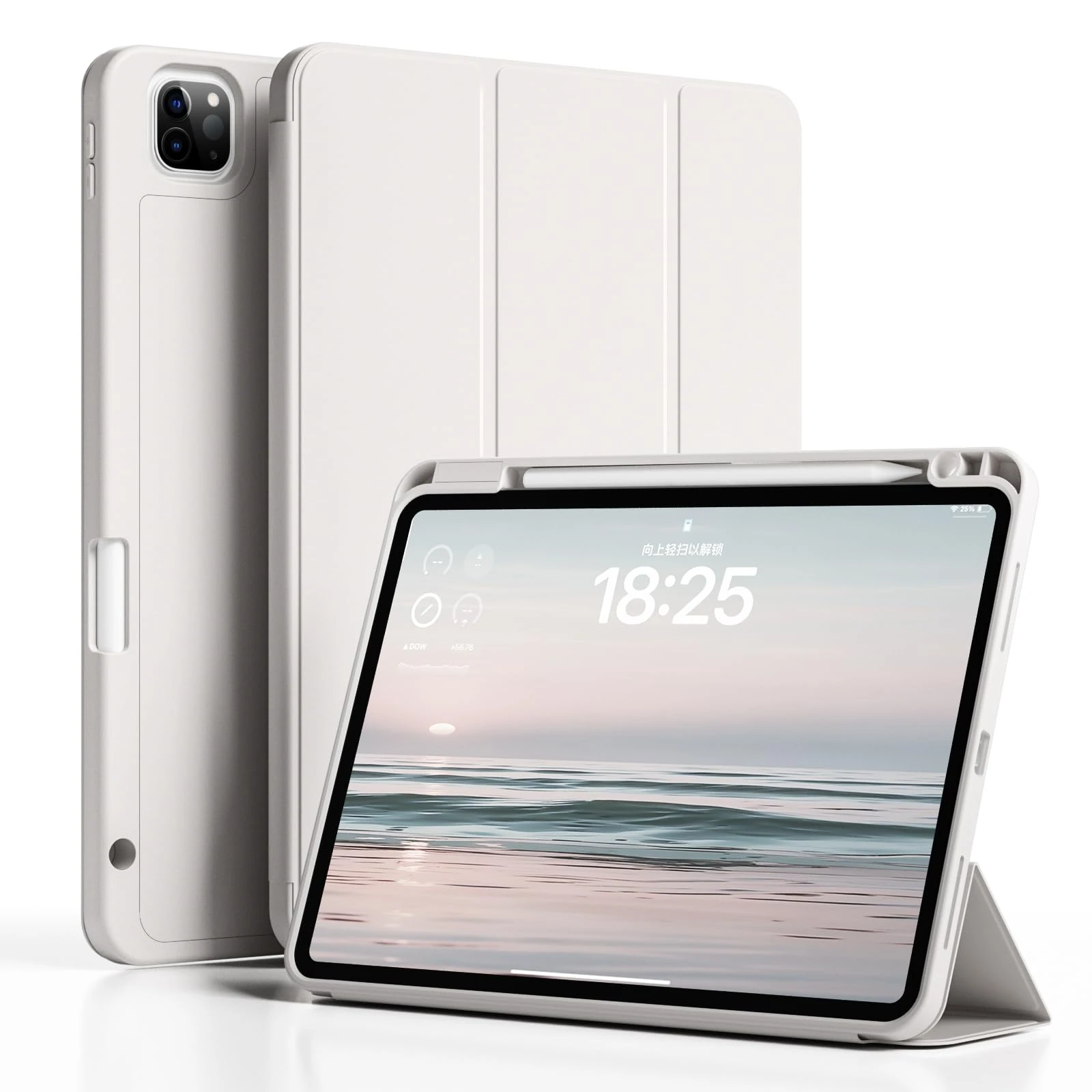 JKSML Case for iPad Pro 11 inch 2022/20221/2020 (4th/3rd/2nd) with Pencil Holder, Support Pencil 2 Charging & Auto Sleep/Wake | Soft TPU Protective Cover| Shockproof Back Case (Gray)