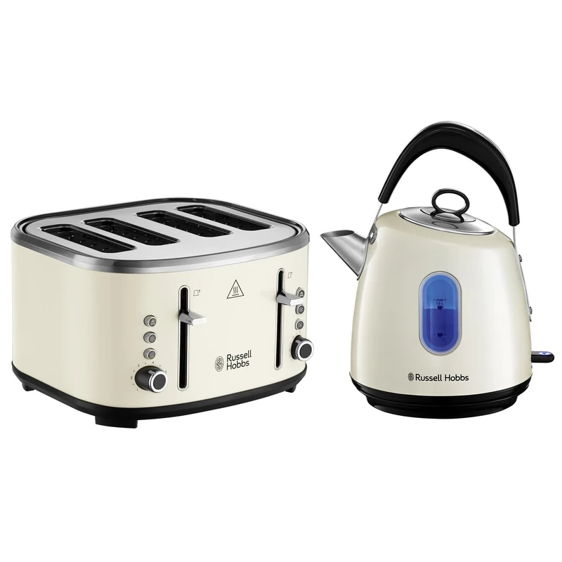 Russell Hobbs Stylevia Cream Kettle & 4 Slice Toaster