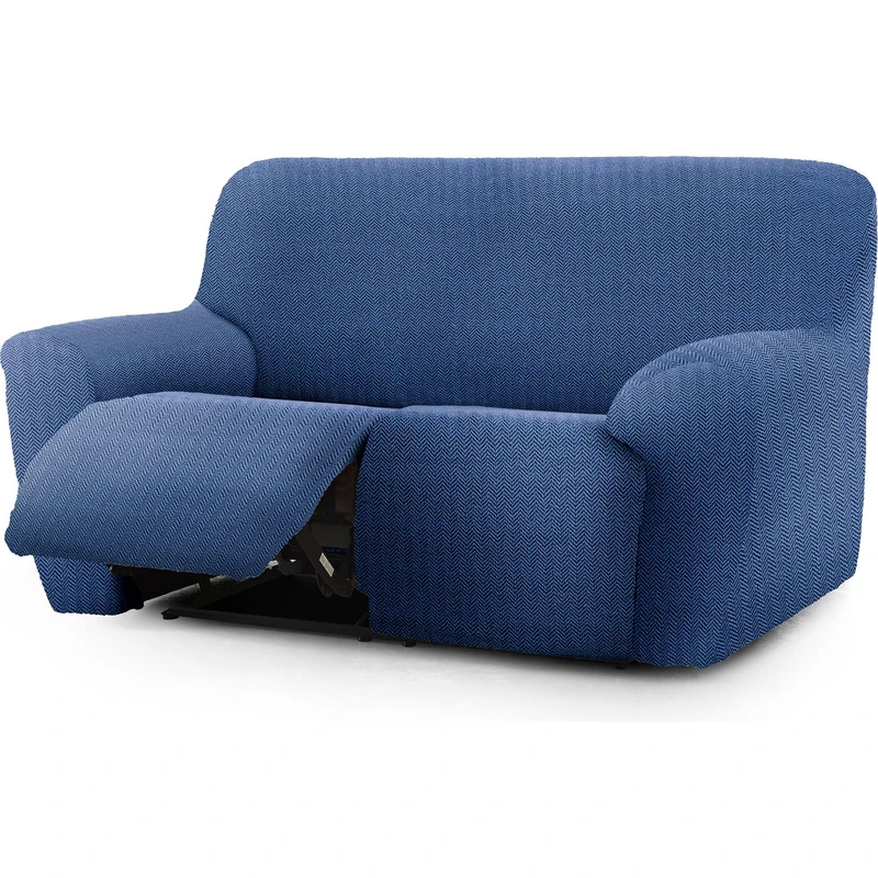 ECOMMERC3 | Sofa Cover Relax Feet Together 2x2 Super Elastic Bi-Elastic – Blue Breathable Sofa Cover, Easy to Put on and Remove, with Supportive Foams and Rubber Footrests - Image 1