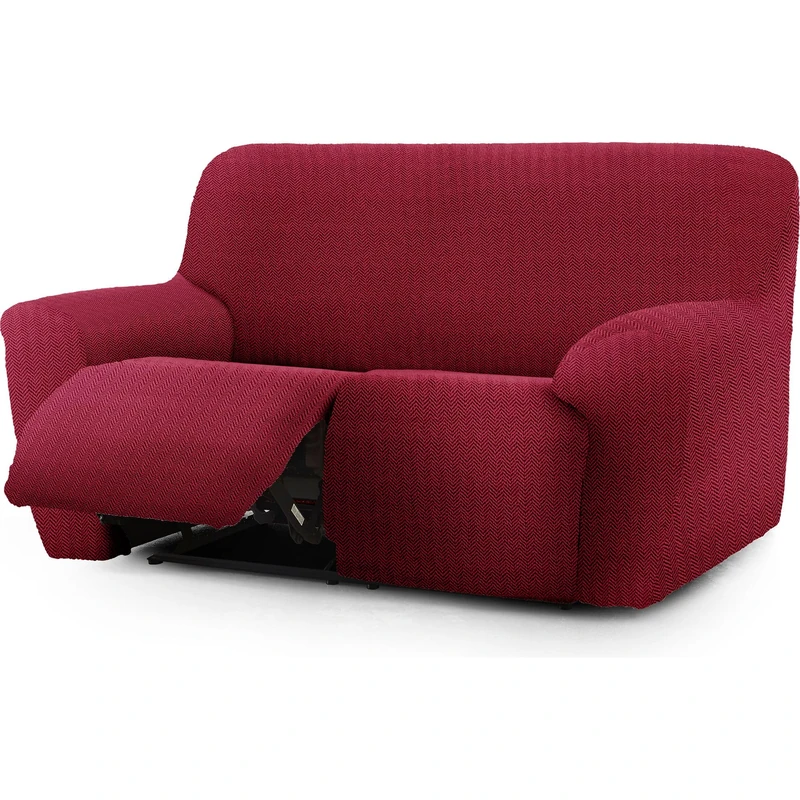 ECOMMERC3 | Sofa Cover Relax Feet Together 2x2 Super Elastic Bi-Elastic - Breathable Burgundy Sofa Cover, Easy to Put on and Remove, with Supportive Foams and Rubber Footrests - Image 1