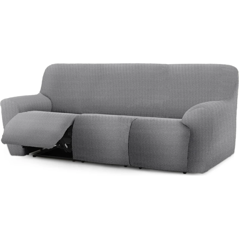 ECOMMERC3 | Sofa Cover Relax Feet Together 3 x 3 Super Elastic Bi-Elastic – Breathable Grey Sofa Cover, Easy to Put on and Remove, with Supportive Foams and Rubber Footrests - Image 1