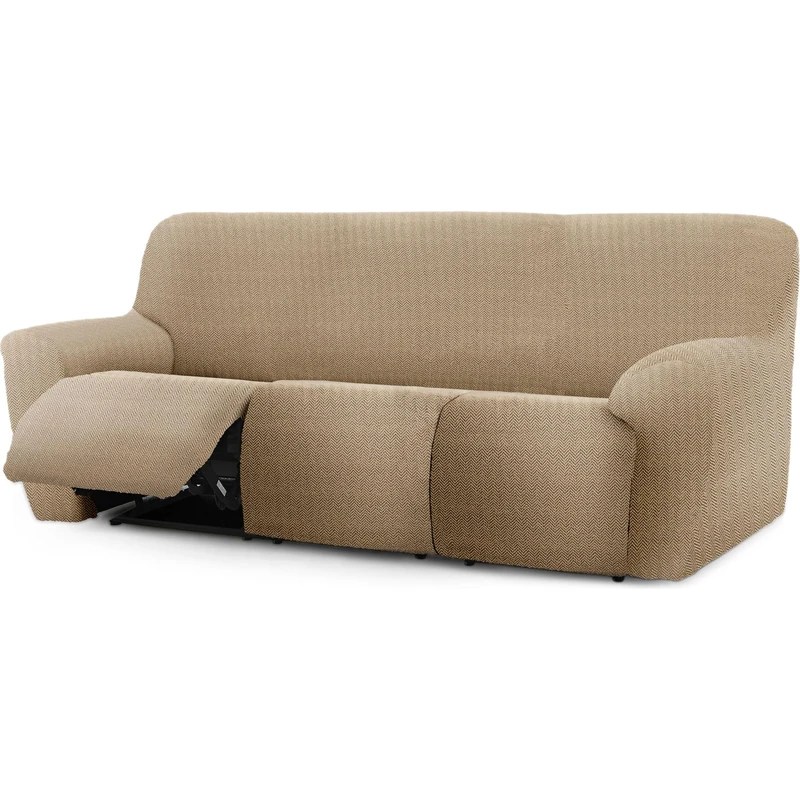 ECOMMERC3 | Sofa Cover Relax Feet Together 3 x 3 Super Elastic Bi-Elastic – Breathable Beige Sofa Cover, Easy to Put on and Remove, with Supportive Foams and Rubber Footrests - Image 1