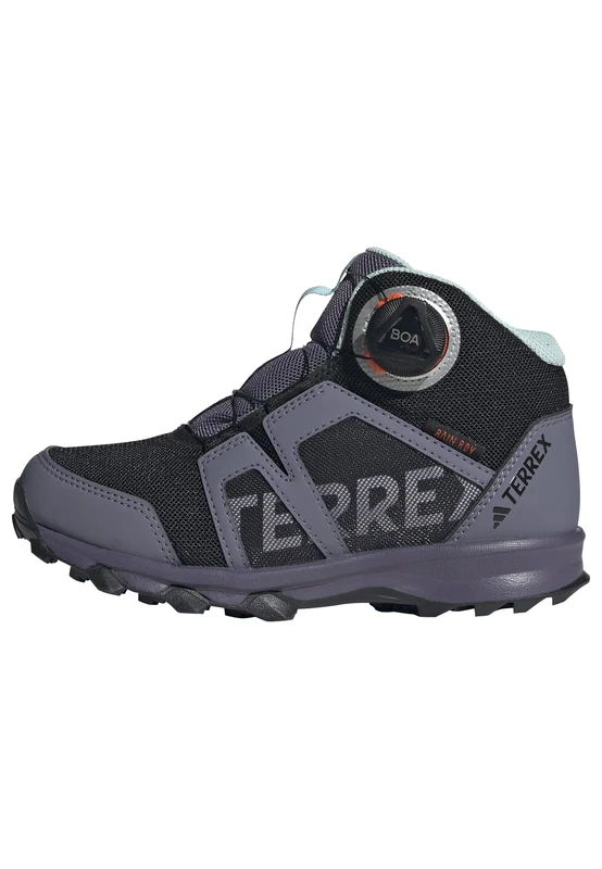 adidas Unisex Kids Terrex BOA Mid RAIN.RDY Hiking Shoes, Core Black/Cloud White/Preloved Violet, 1 UK