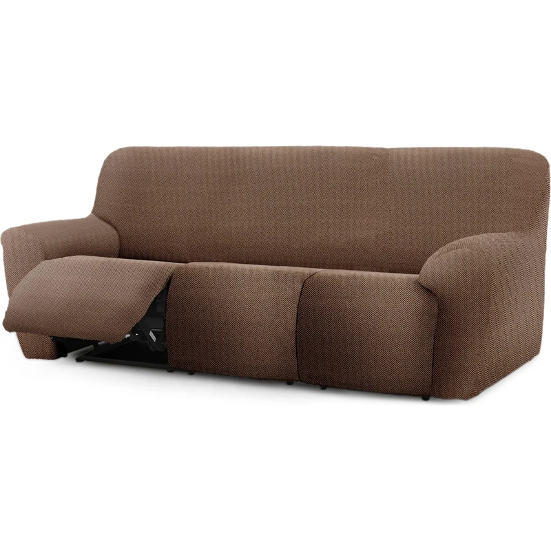 ECOMMERC3 | Sofa Cover Relax Feet Together 3 x 3 Super Elastic Bi-Elastic – Brown Breathable Sofa Cover, Easy to Put on and Remove, with Supportive Foams and Rubber Footrests - Image 1