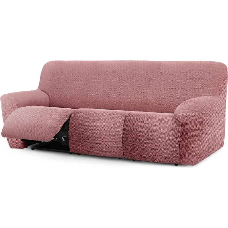 ECOMMERC3 | Sofa Cover Relax Feet Together 3 x 3 Super Elastic Bi-Elastic – Pink Breathable Sofa Cover, Easy to Put on and Remove, with Supportive Foams and Rubber Footrests - Image 1