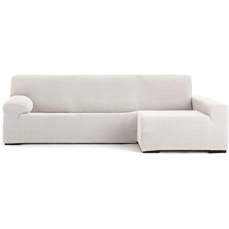 ECOMMERC3 | Chaiselong Sofa Cover Long Right Arm Super Elastic Bi-Elastic - Ecru Chaiselong Sofa Cover with Support Foams and Valid Fit Bands Right or Left