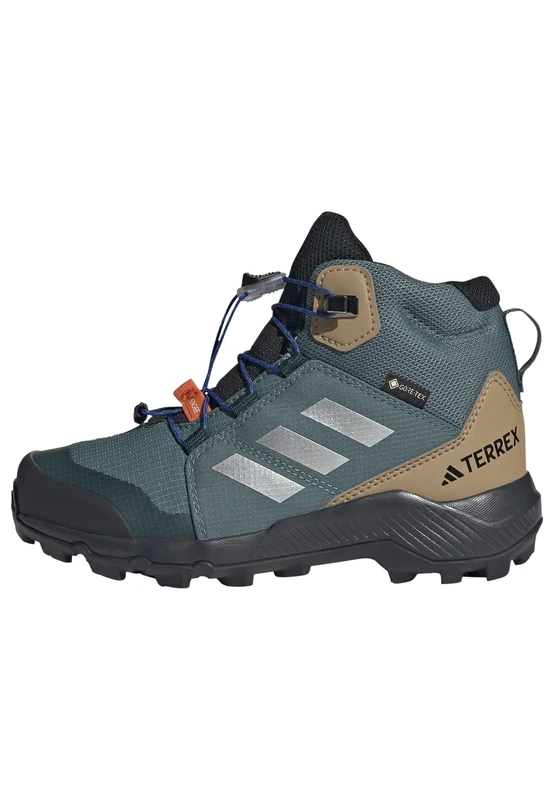 adidas Unisex Kinder Terrex Mid Gore-TEX Hiking Shoes Kids, Preloved Teal/Silver Metallic/Semi Lucid Blue, 34 EU