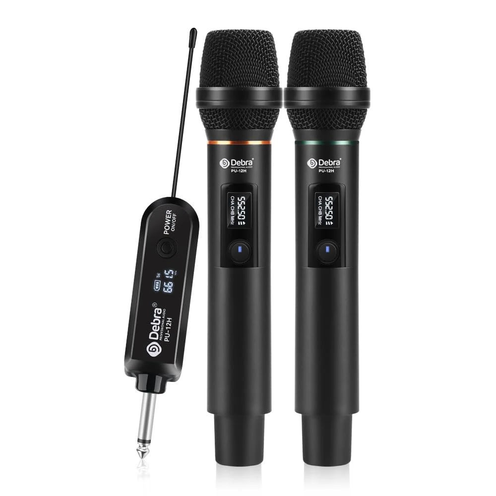 D Debra Wireless Microphone UHF Cordless Handheld Dynamic for Karaoke, Wedding, DJ, Party, Speech, Church & Classroom Use, with Rechargeable Receiver, 50m Range