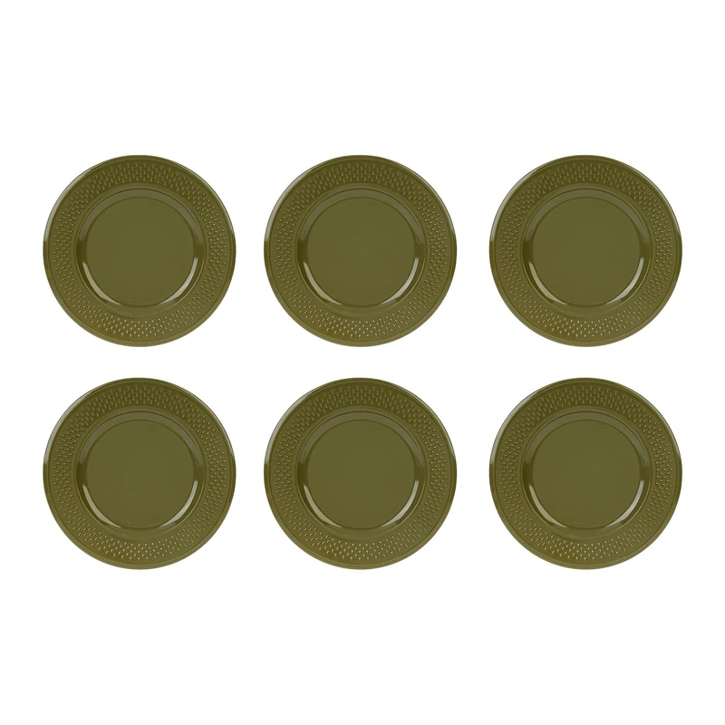 GENEVIEVE LETHU 545267 Set of 6 Flat Plates with Grain de Rice Design Earthenware Khaki Diameter 27 cm - Image 1