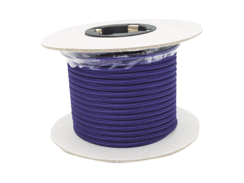 DECORATIVE FABRIC CABLE 2X0.75mm 25 METERS PURPLE: Adds a vibrant and sophisticated touch to your spaces. Ideal for crafts and creative decorations, it is sturdy and versatile.