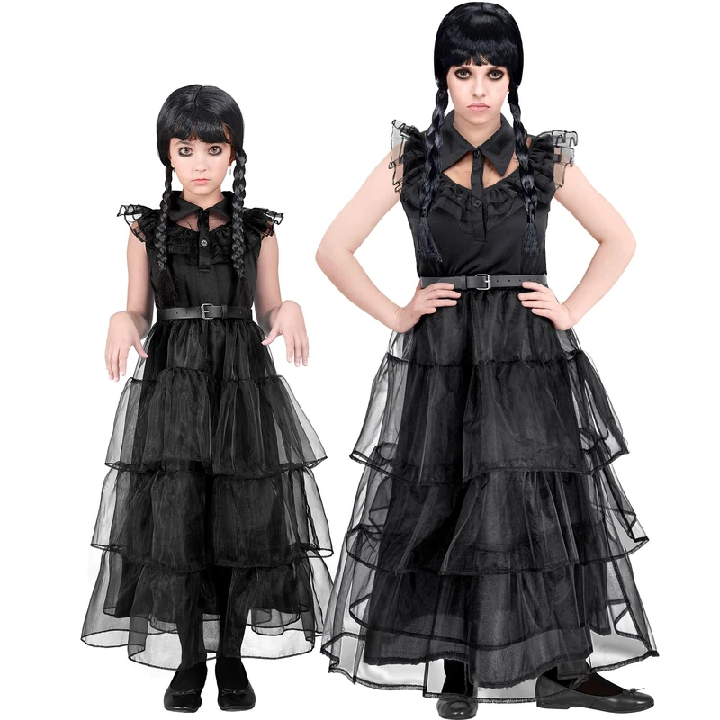 W WIDMANN MILANO Party Fashion 42668 Kinderkostüm Children's Dark Girl Costume, Solid, Black, 158