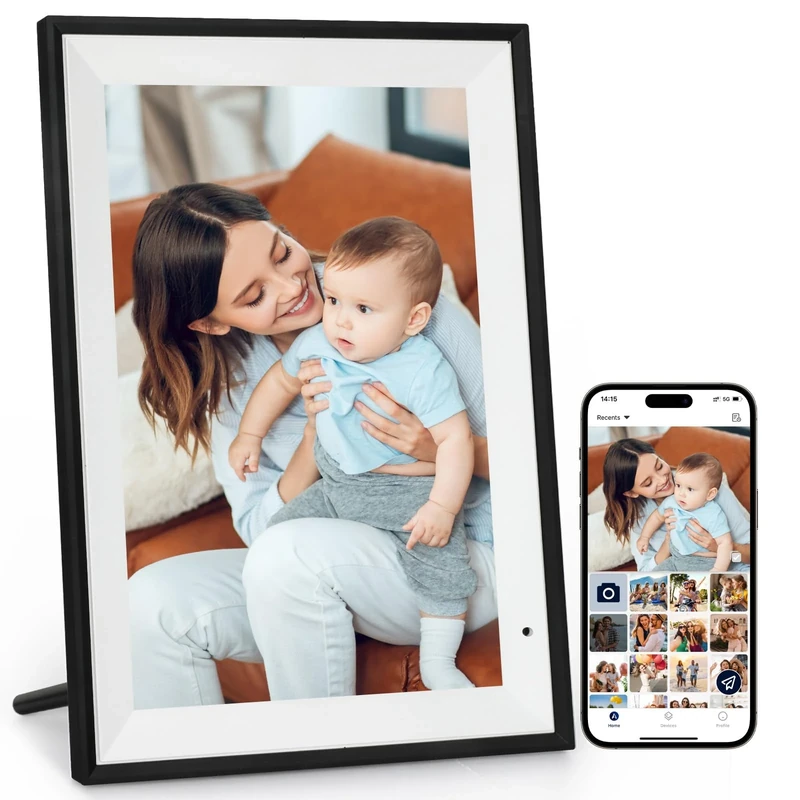 AEEZO 10.1 Inch WiFi Digital Photo Frame (32 GB) - IPS HD 1280 x 800 Touch Screen - Automatic Rotation, Instant Share from Smartphone/Cloud - Smart Photo Frame for Family Black