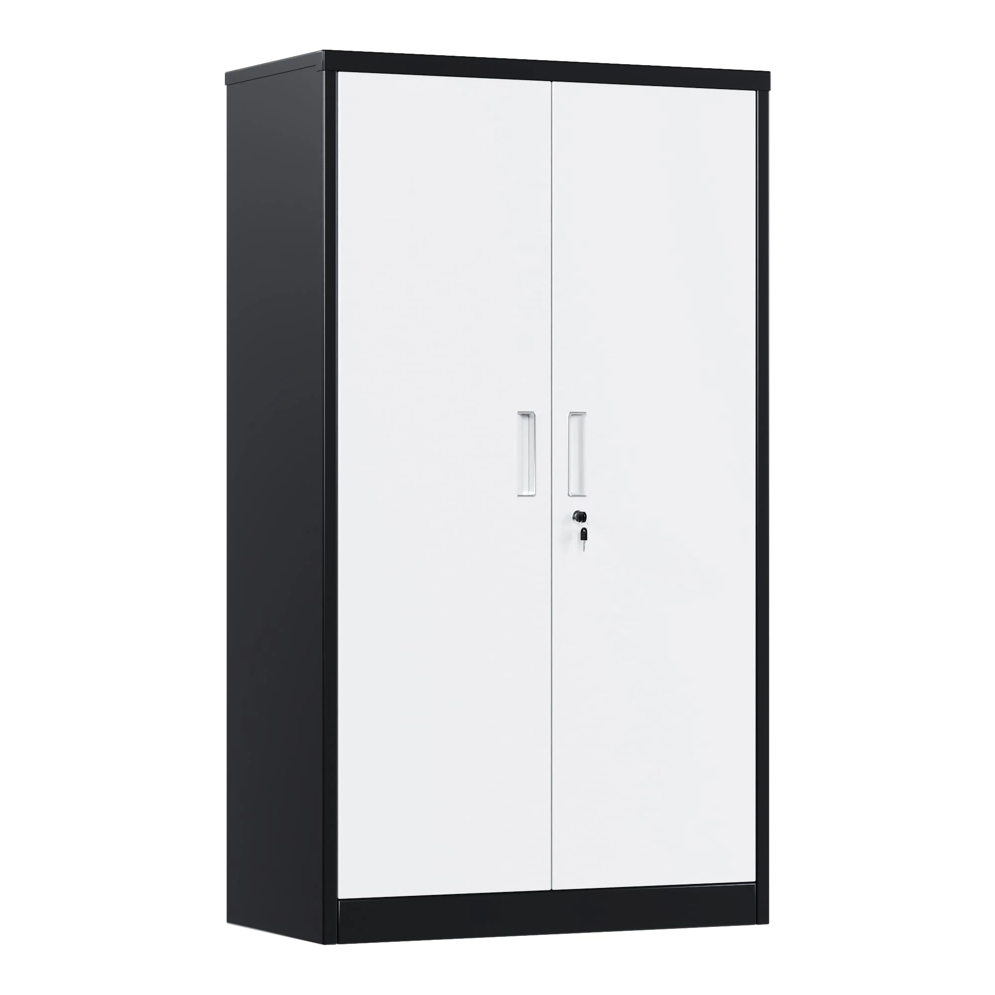 SUPEER Metal Storage Cabinet with 2 Door and 3 Adjustable Shelves,140X80x40CM Steel Cabinet for Warehouse,Garage,Home,Office,Easy Assemble Required(Black/White)