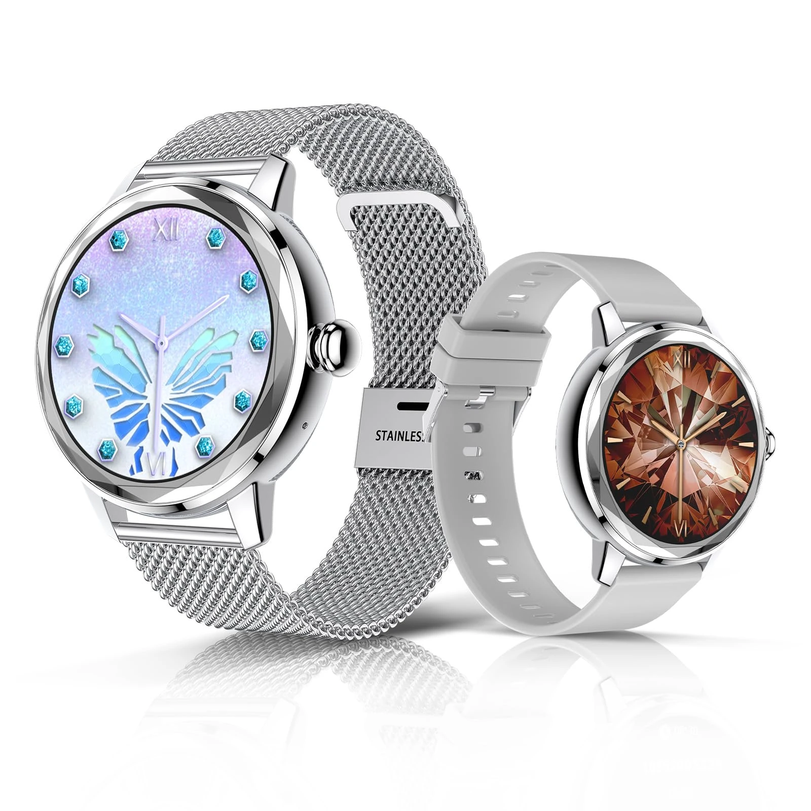 Smart Watch for Women, 1.19'' Fitness Tracker Watch with Bluetooth for Android iOS Phones, Smartwatch with Heart Rate Sleep Blood Pressure Monitor, IP67 Waterproff, 123+ Sprots Modes, Silver