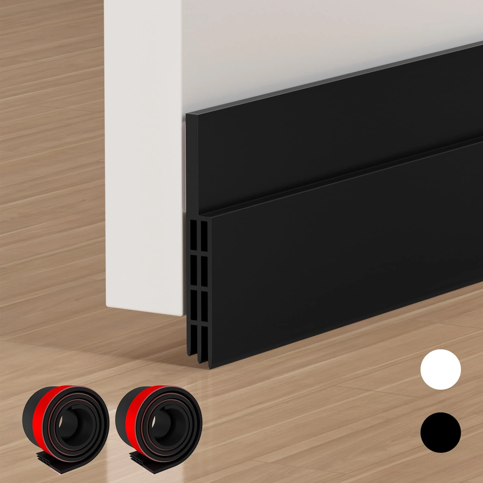 EXTSUD 2 Pack Adhesive Under Door Sweep Weather Stripping Soundproof Rubber Bottom Seal Strip Draft Stopper Draught Excluder, 39" Length x 2" Width