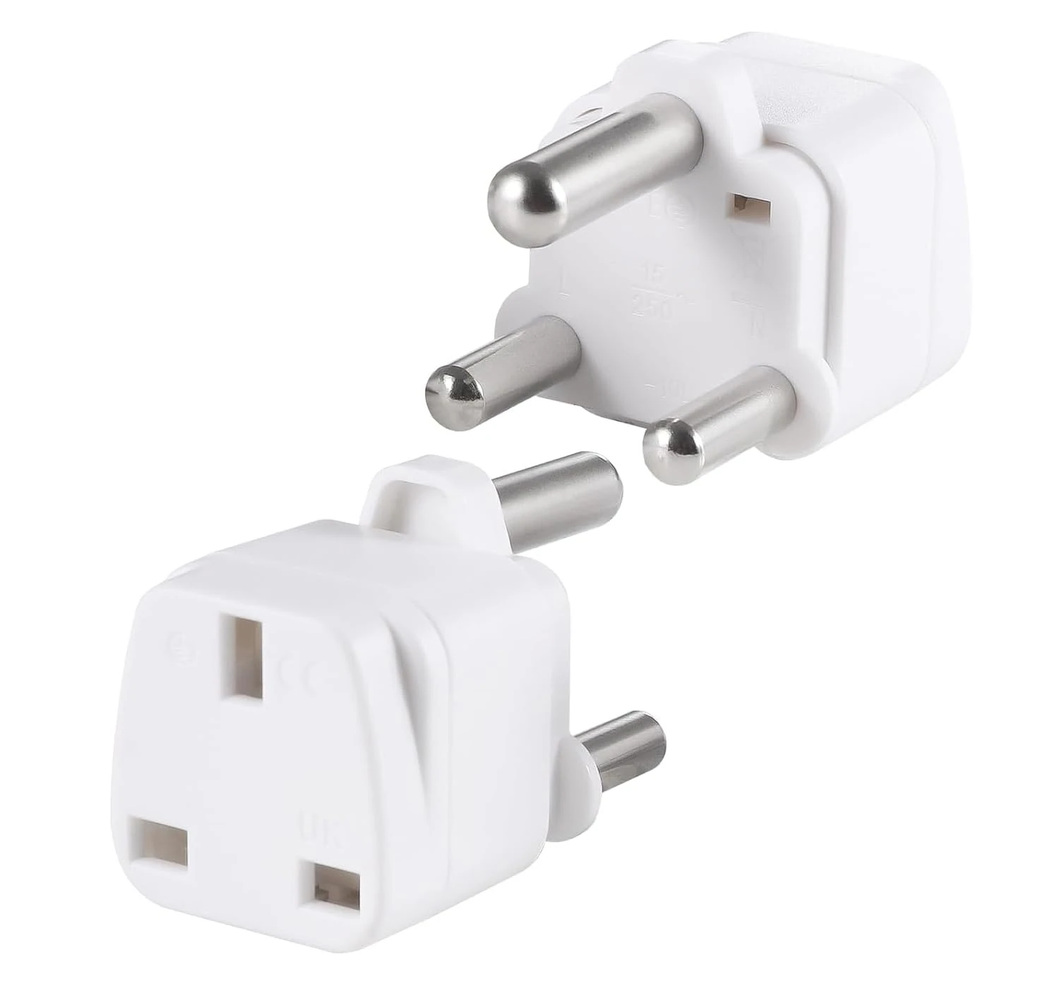 2-Pack UK to South Africa Plug Adapter, VSEER South Africa Power Converter Grounded Universal Travel Adapter 3 Pin South Africa International Type M Plug (White)