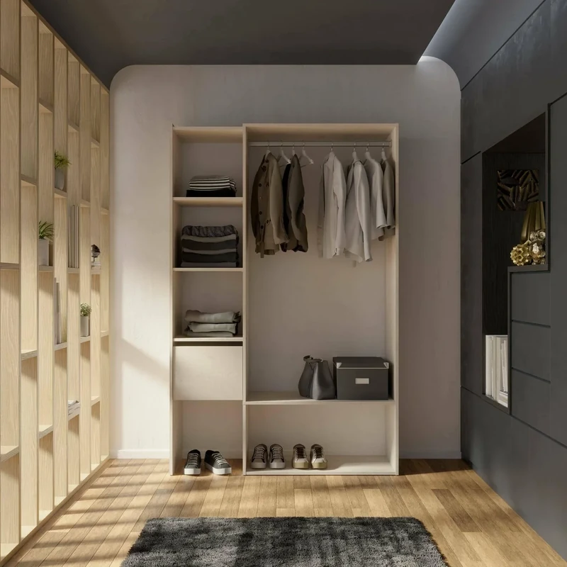 Dmora Large Aulne Wardrobe, Bedroom Furniture, Storage Cabinet, Clothes Hanger, 119 x 40 x 183 cm, Oak