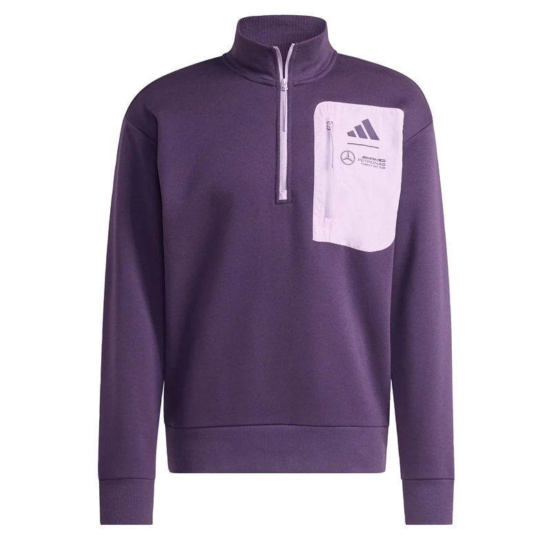 adidas Men's MERCEDES - AMG PETRONAS FORMULA ONE TEAM PREMIUM WOVEN FLEECE TOP MEN, Aurora Plum, S - Image 1
