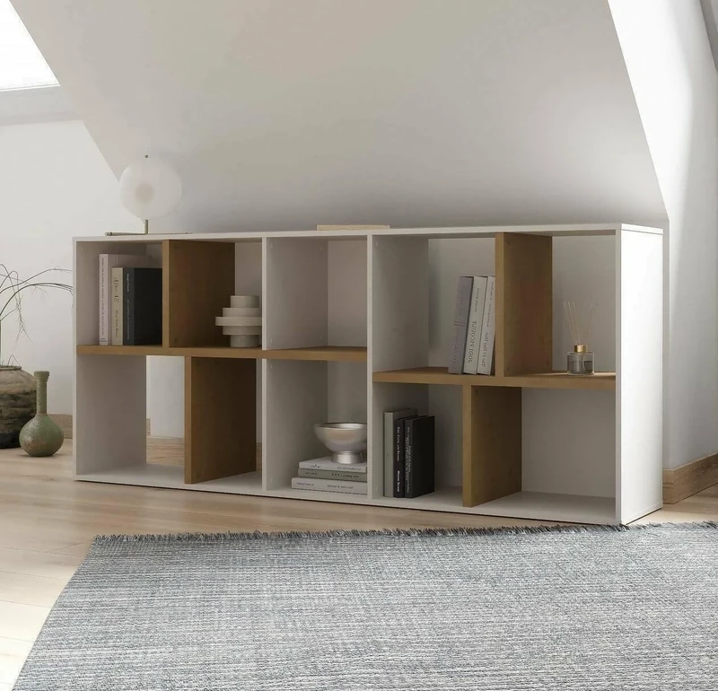 Dmora Orne Bookcase, Office Shelf, Bookcase, Bookcase, 78 x 36 x H 183 cm, Oak and White