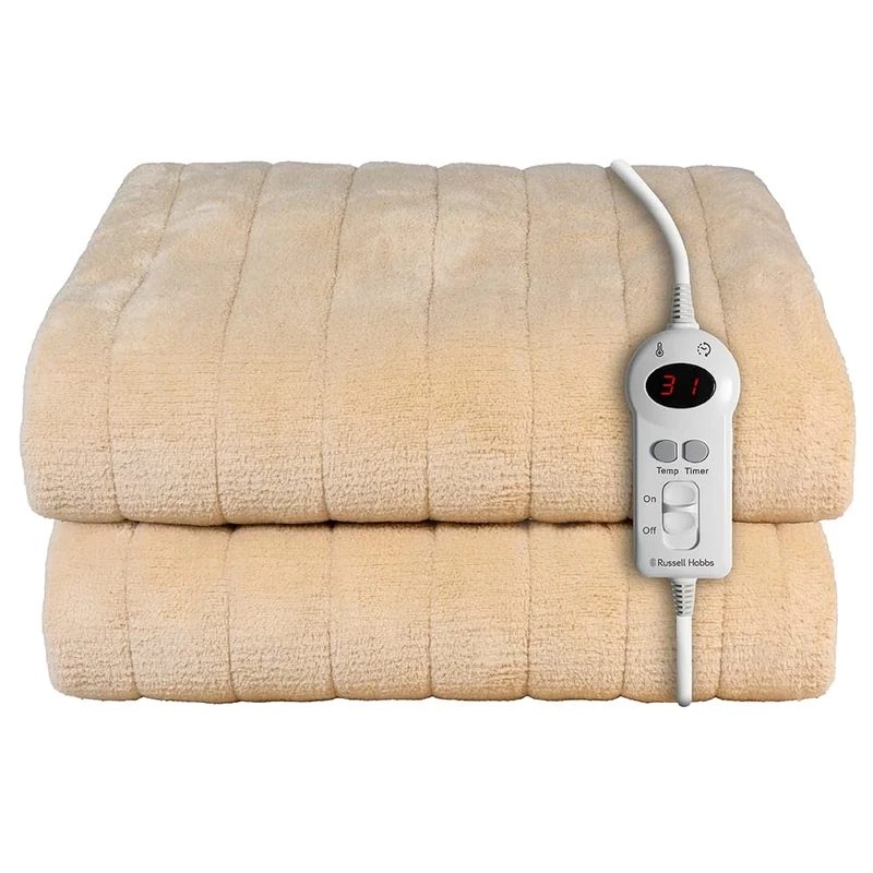 Russell Hobbs Electric Blanket Beige Heated Throw Sherpa & Microfleece 130 x 180 cm with Digital Remote, Auto Shutoff Overheat Protection 12 Hour Timer, 9 Heat Settings 2 Year Guarantee, RHHT1004BG - Image 1